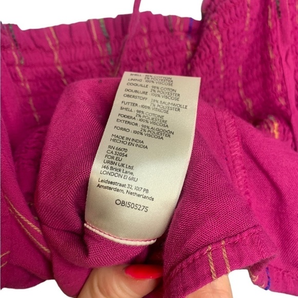 NWT Free People Seratonin Corset Smocked Puff Sleeve Top Raspberry Pink Medium - Picture 9 of 10